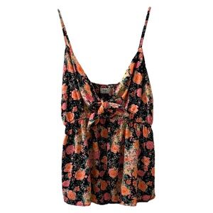 Maaji Floral Print Bohemian Tank Top Tie Front 100% Viscose Women's L